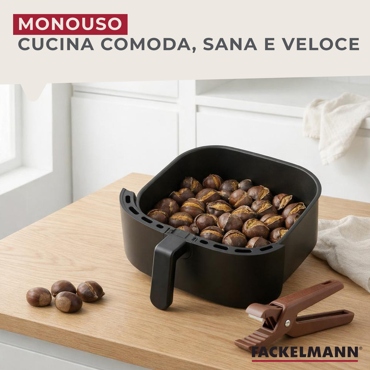 Set taglia castagne e 50 stampi per friggitrice 22x14 cm