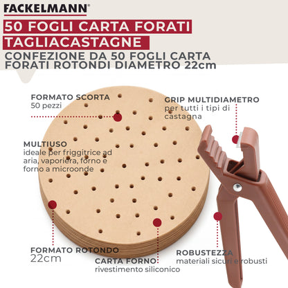 Set taglia castagne e 50 stampi per friggitrice ad aria Ø22 cm