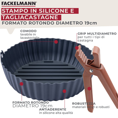 Set taglia castagne e stampo friggitrice ad aria in silicone Ø18 cm