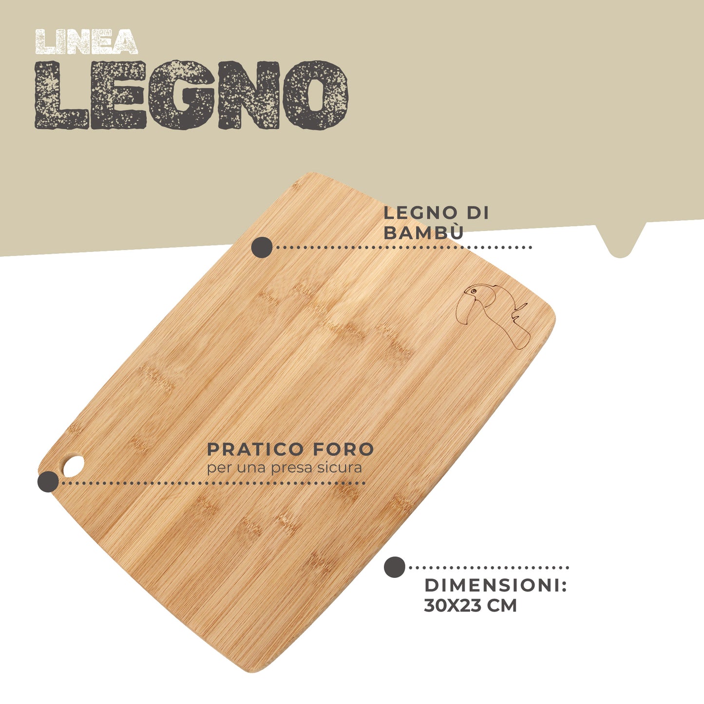Tagliere in bamboo, 30cm