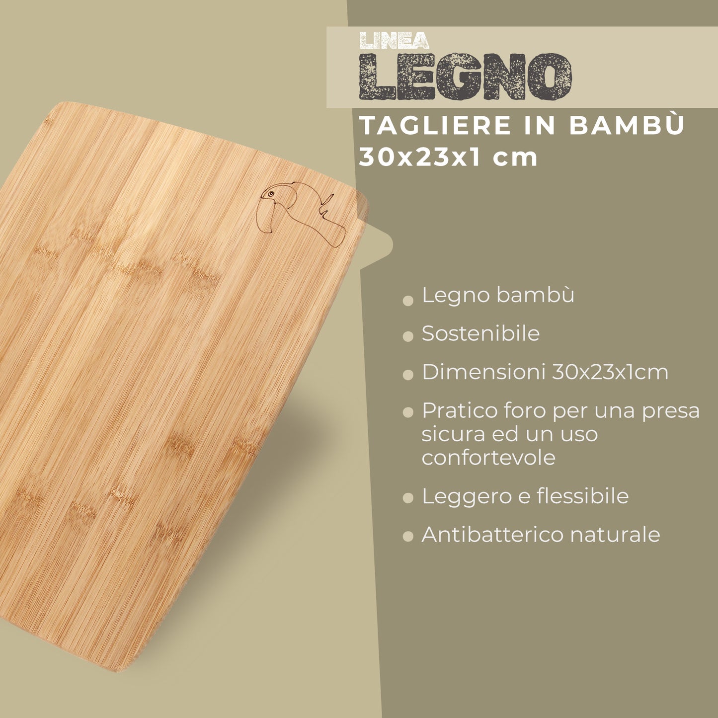 Tagliere in bamboo, 30cm