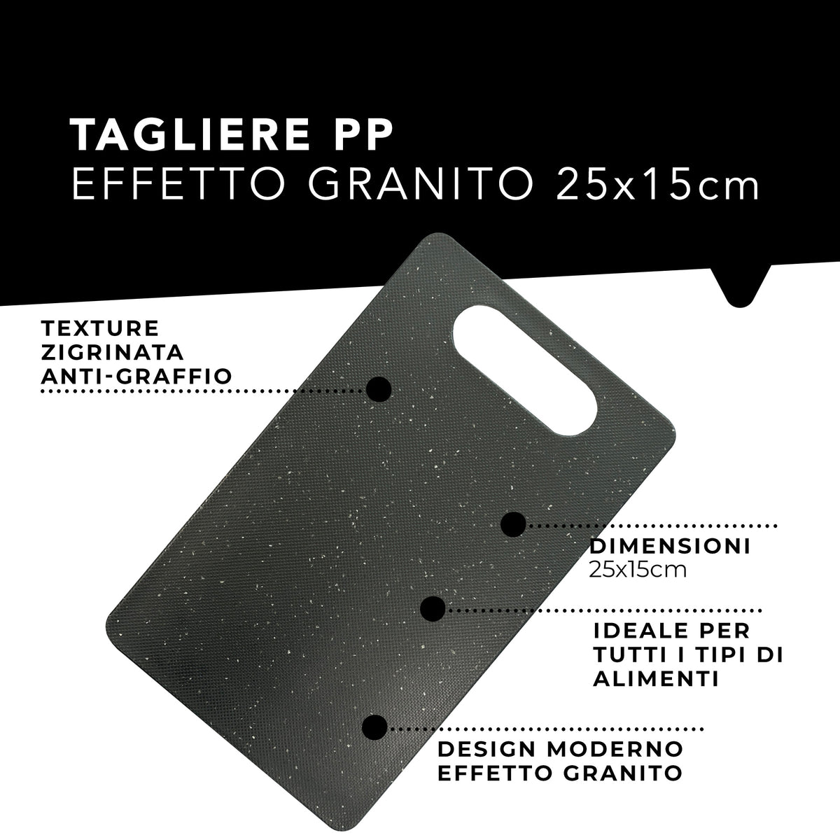 Tagliere effetto granito, dimensione 25x15 cm
