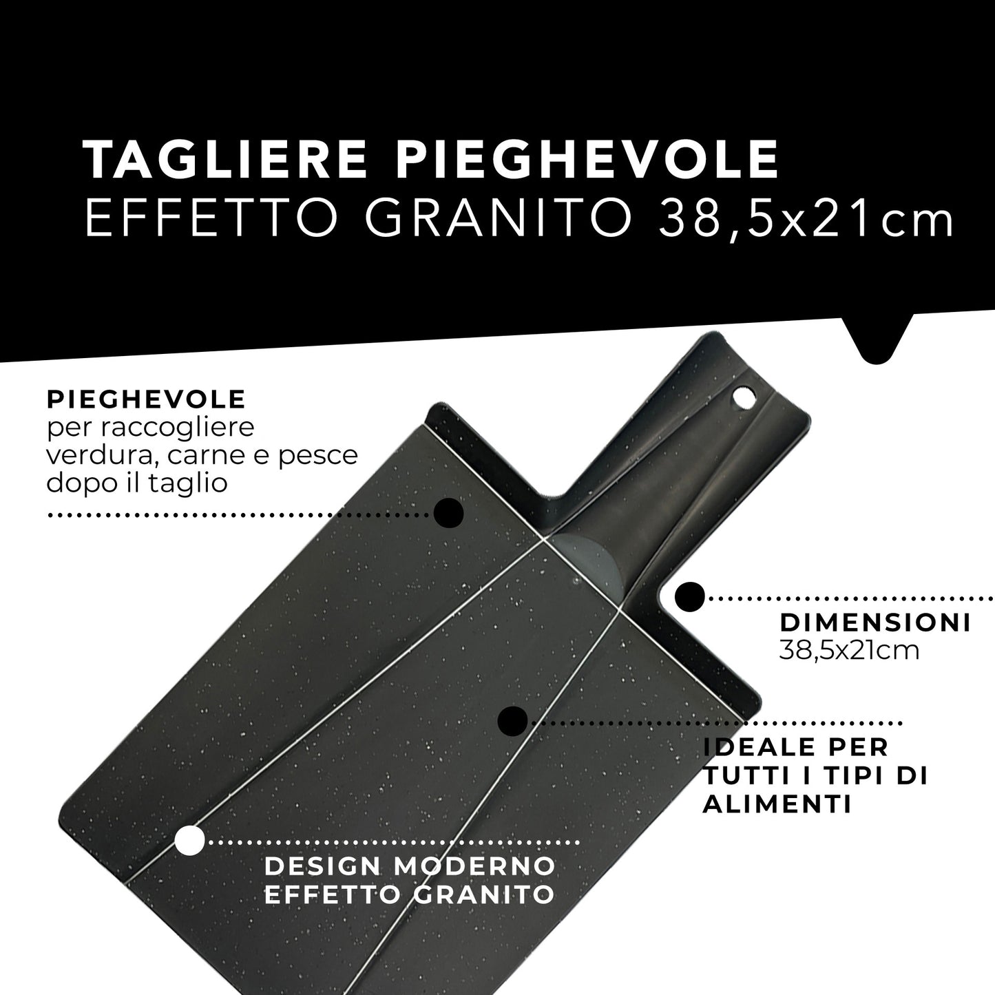 Tagliere pieghevole da cucina, 38,5 x 21 cm