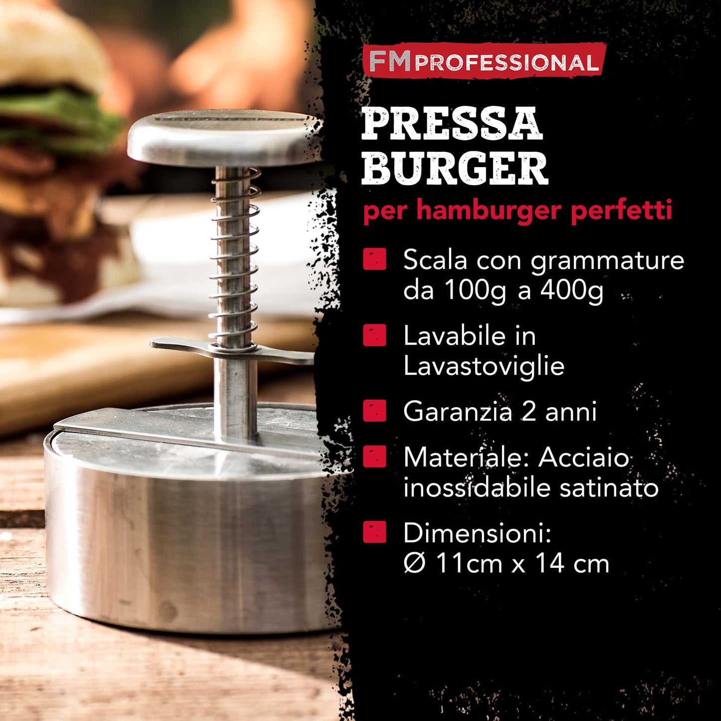 Pressa per hamburger professionale