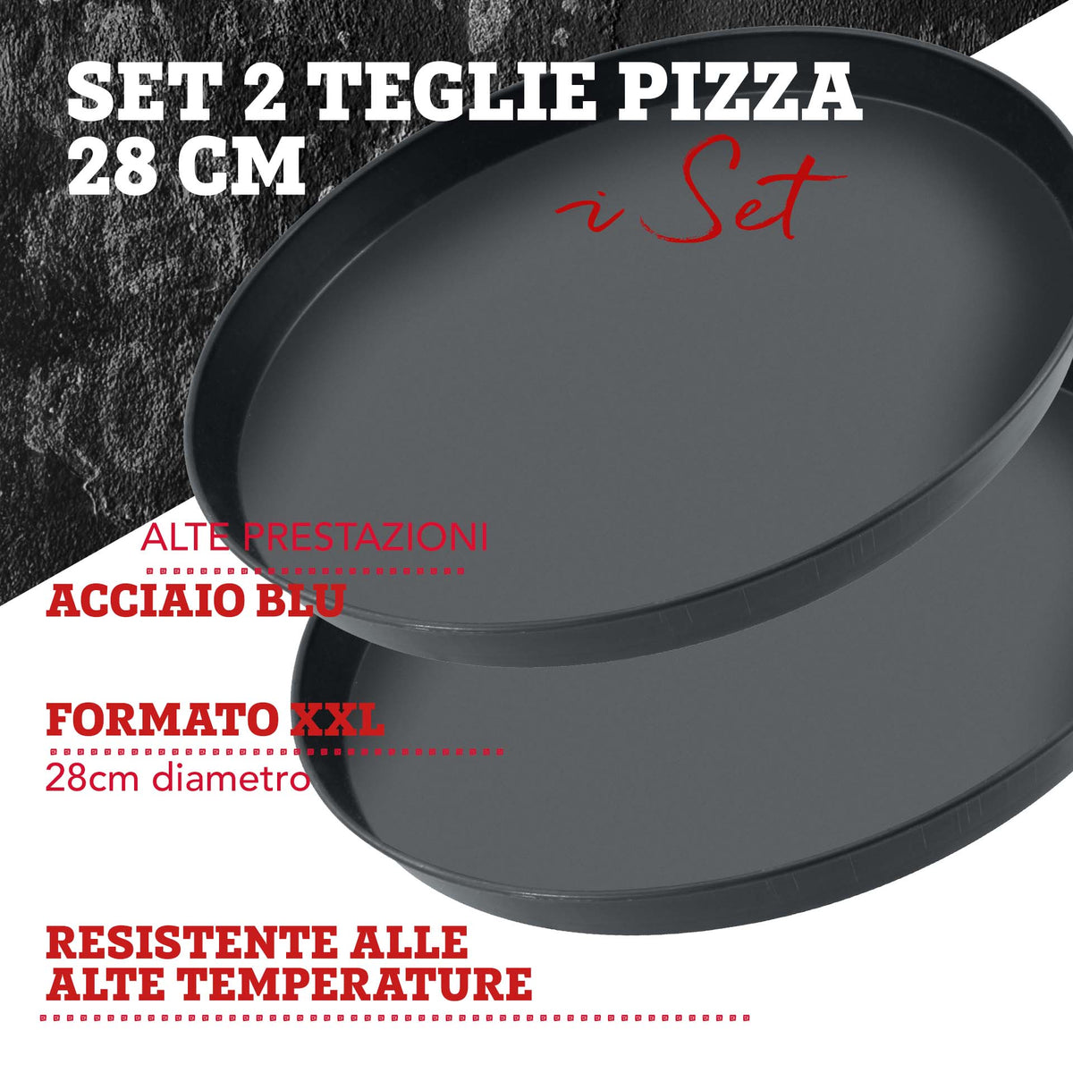 Set di 2 teglie per pizza, Ø28 cm