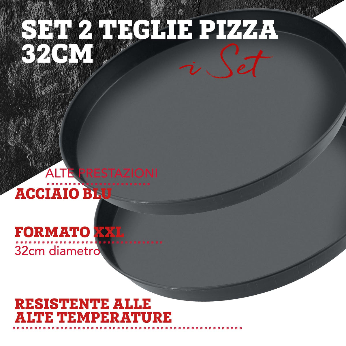 Set di 2 teglie per pizza, Ø32 cm