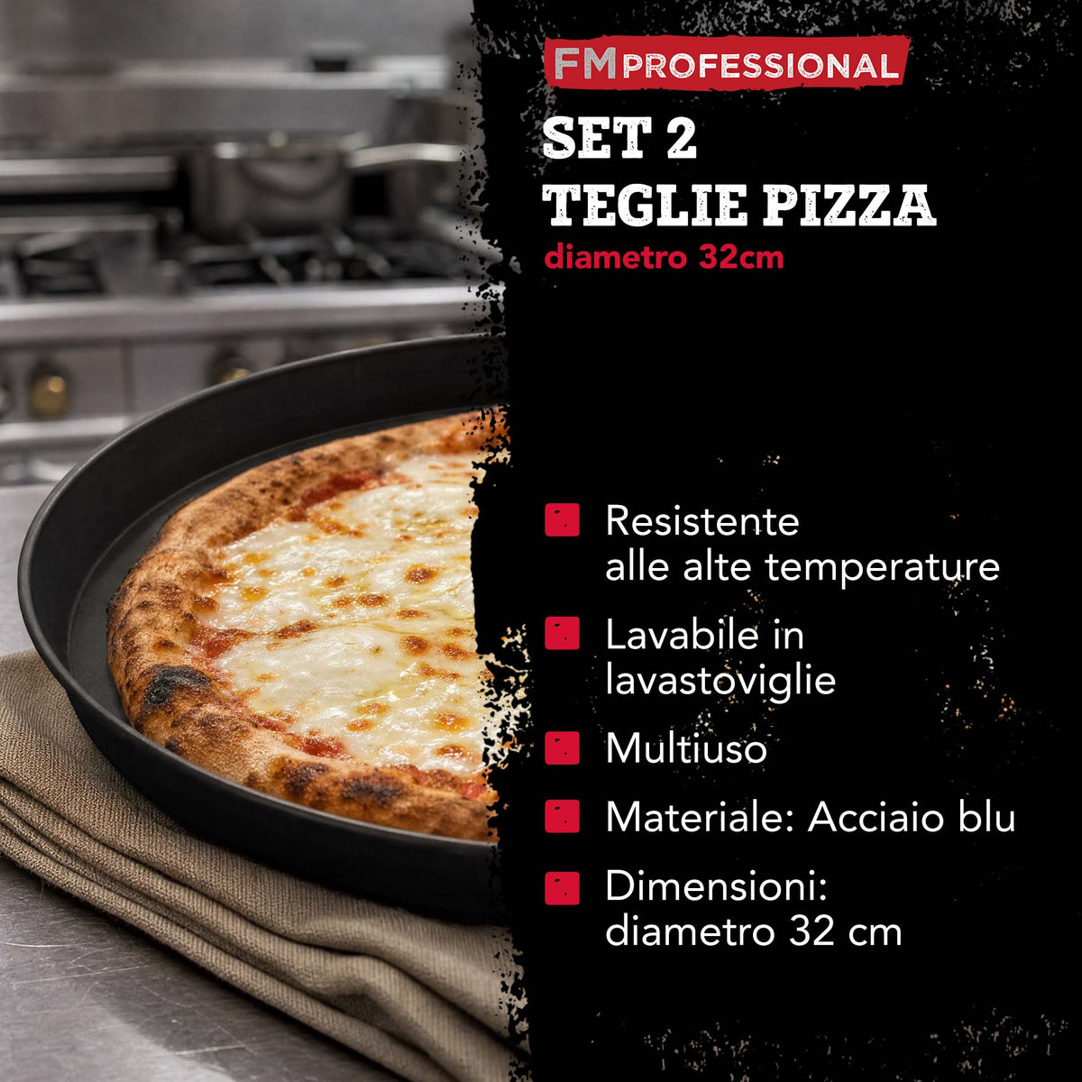 Set di 2 teglie per pizza, Ø32 cm