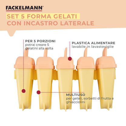 Forma ghiaccioli in plastica giallo e pompelmo 5pz, Linea Summer Party