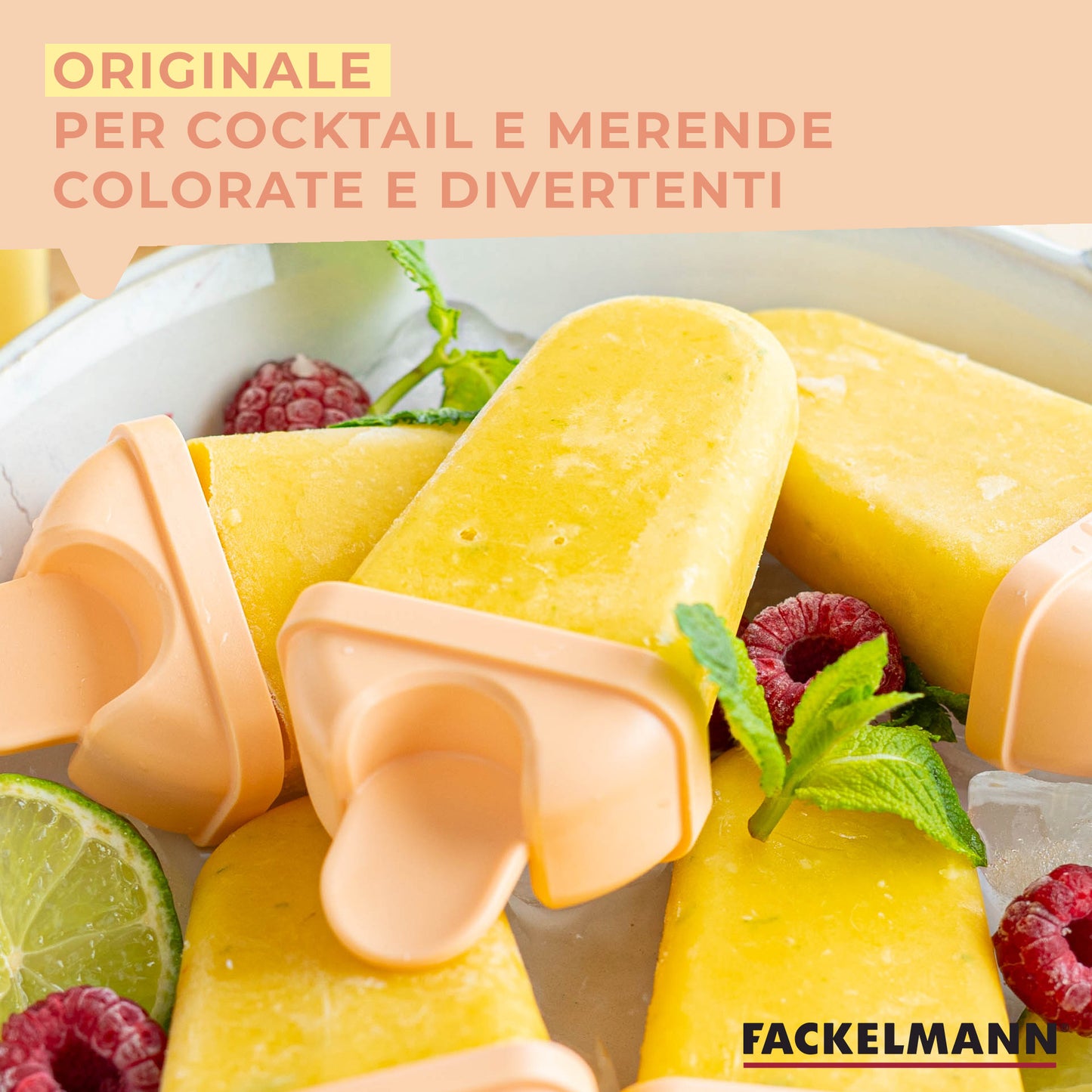 Forma ghiaccioli in plastica giallo e pompelmo 5pz, Linea Summer Party