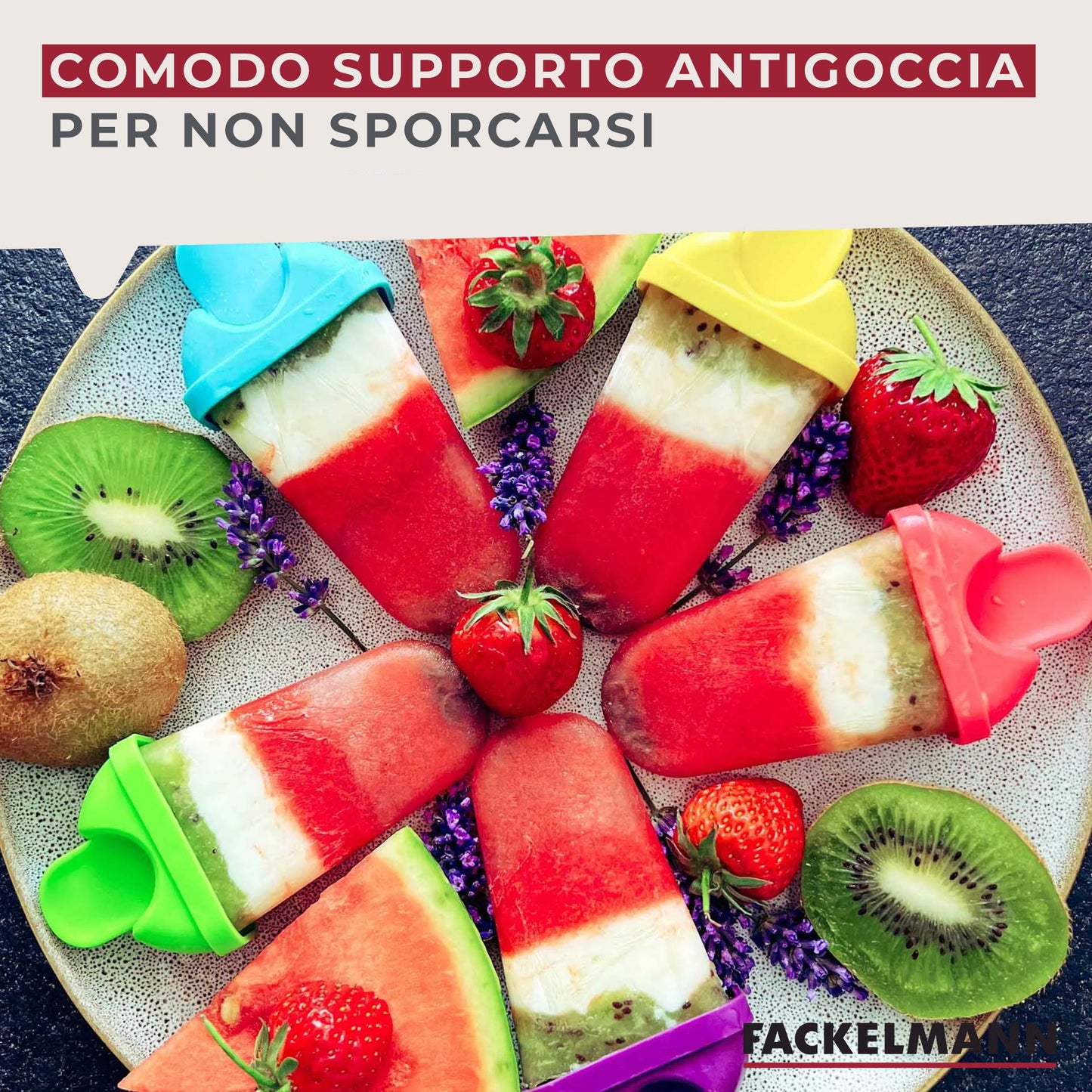 Forma ghiaccioli grandi in plastica, vari colori 5pz