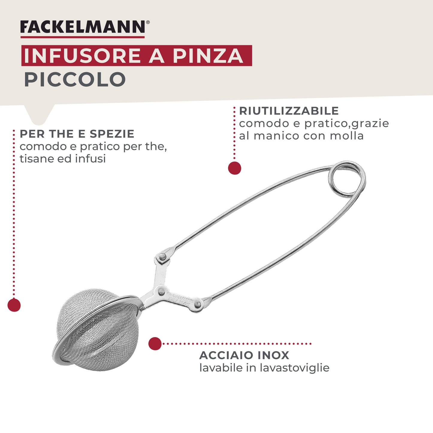 Infusore Ø4cm piccolo a molla, acciaio inossidabile