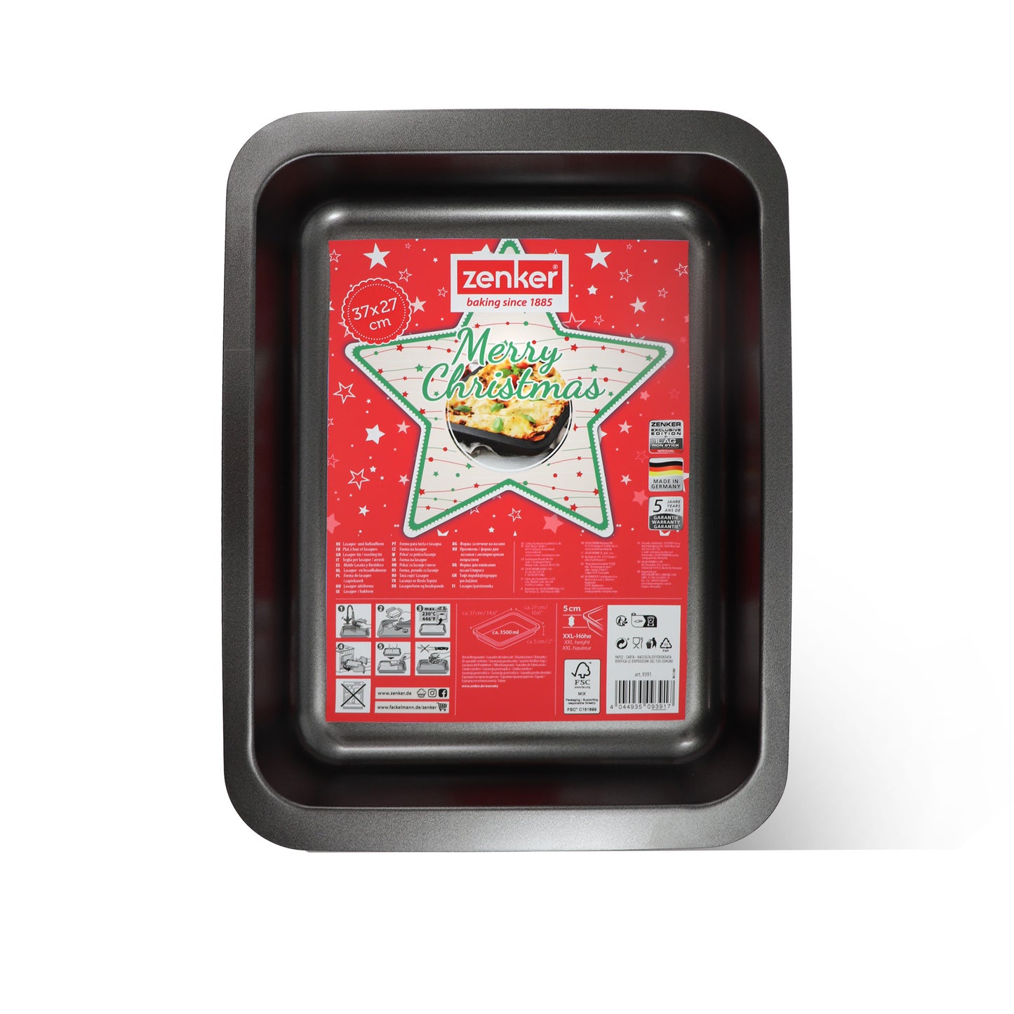 Lasagnera, Linea Merry Christmas, dimensioni 36,5 x 27 x 5 cm