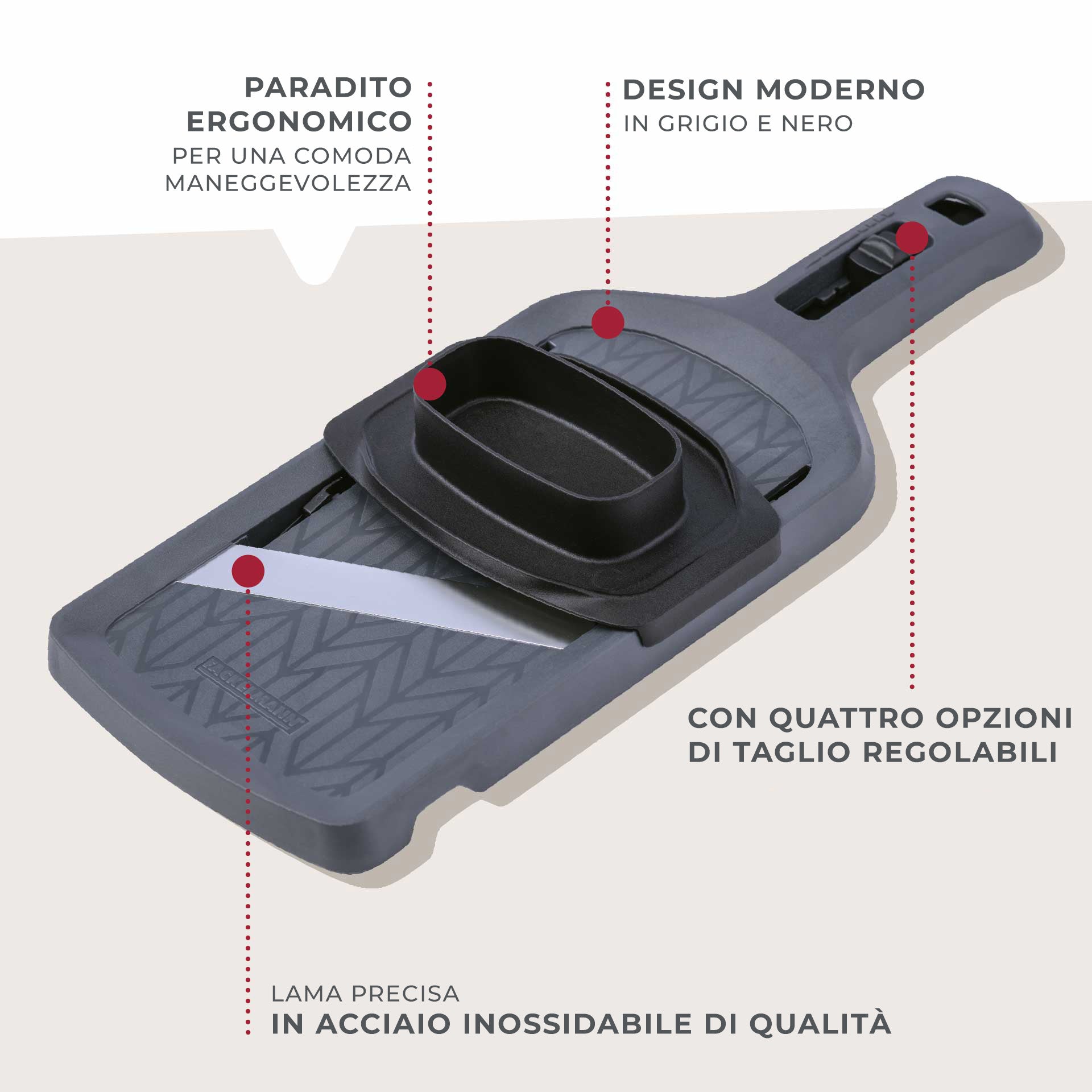 Affettaverdure Affettatrice Multiuso Mandolina, Acciaio, , 45x12x10 Cm Colori Assortiti 90061015 Affettaverdure Affettatrice Multiuso Mandolina, Acciaio, , 45x12x10 Cm Colori Assortiti 90061015