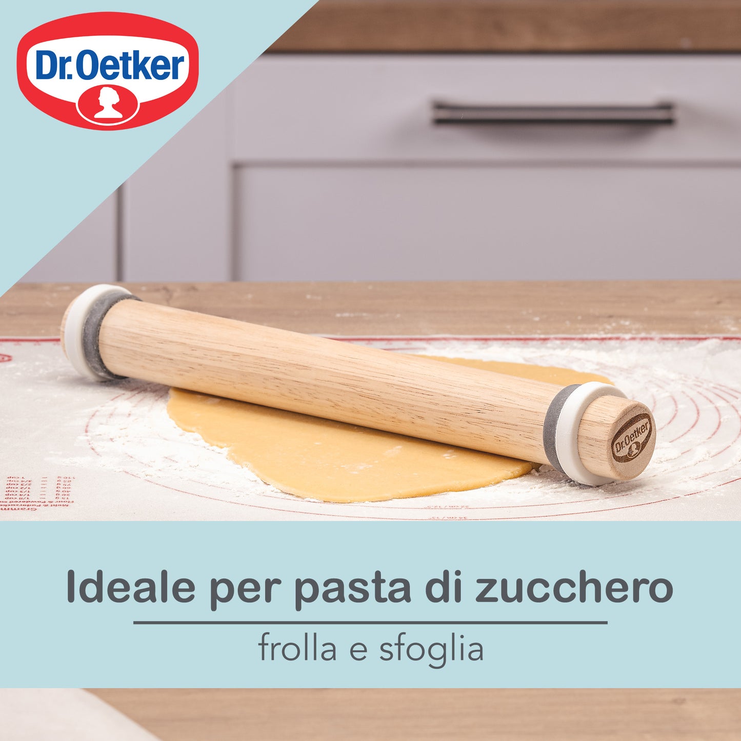 Mattarello in legno, con anelli distanziatori, Linea Vintage