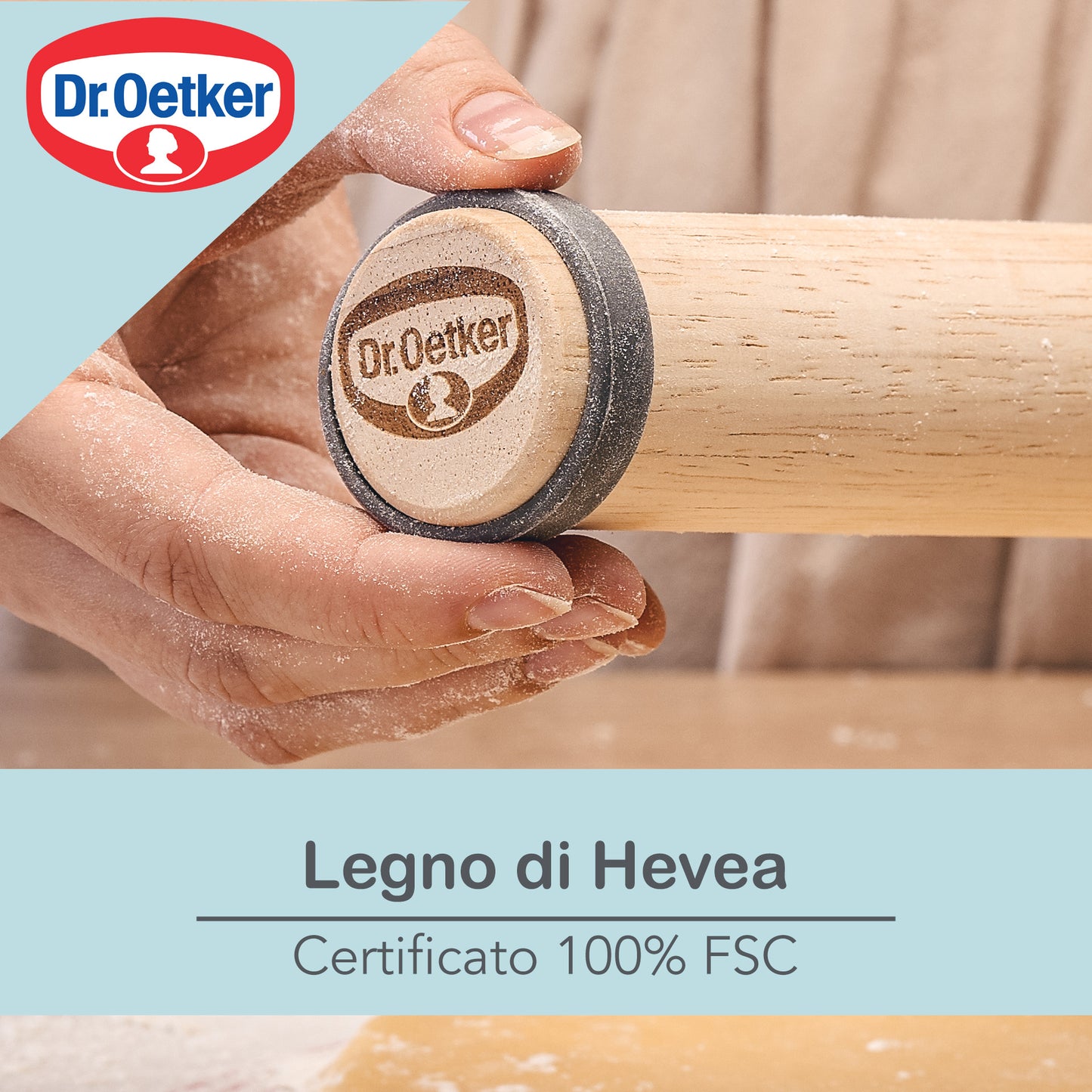 Mattarello in legno, con anelli distanziatori, Linea Vintage