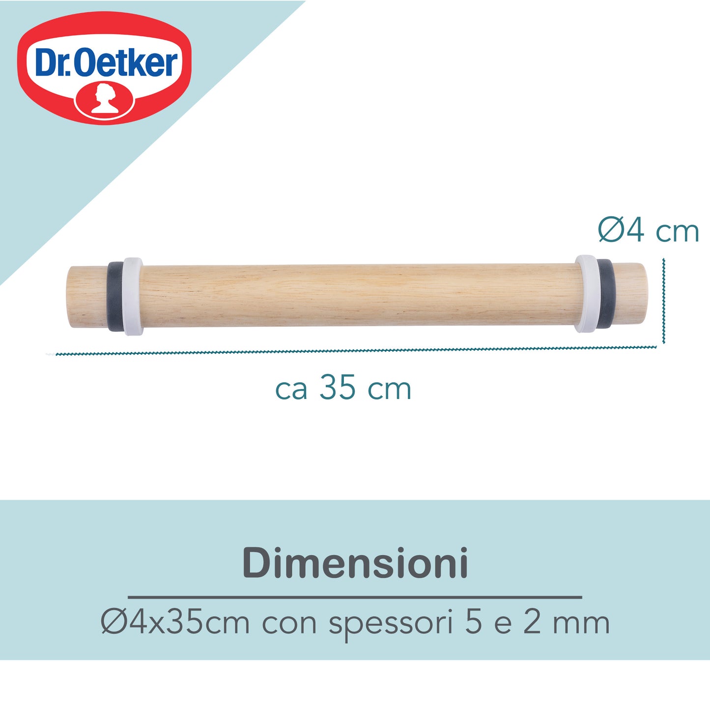 Mattarello in legno, con anelli distanziatori, Linea Vintage