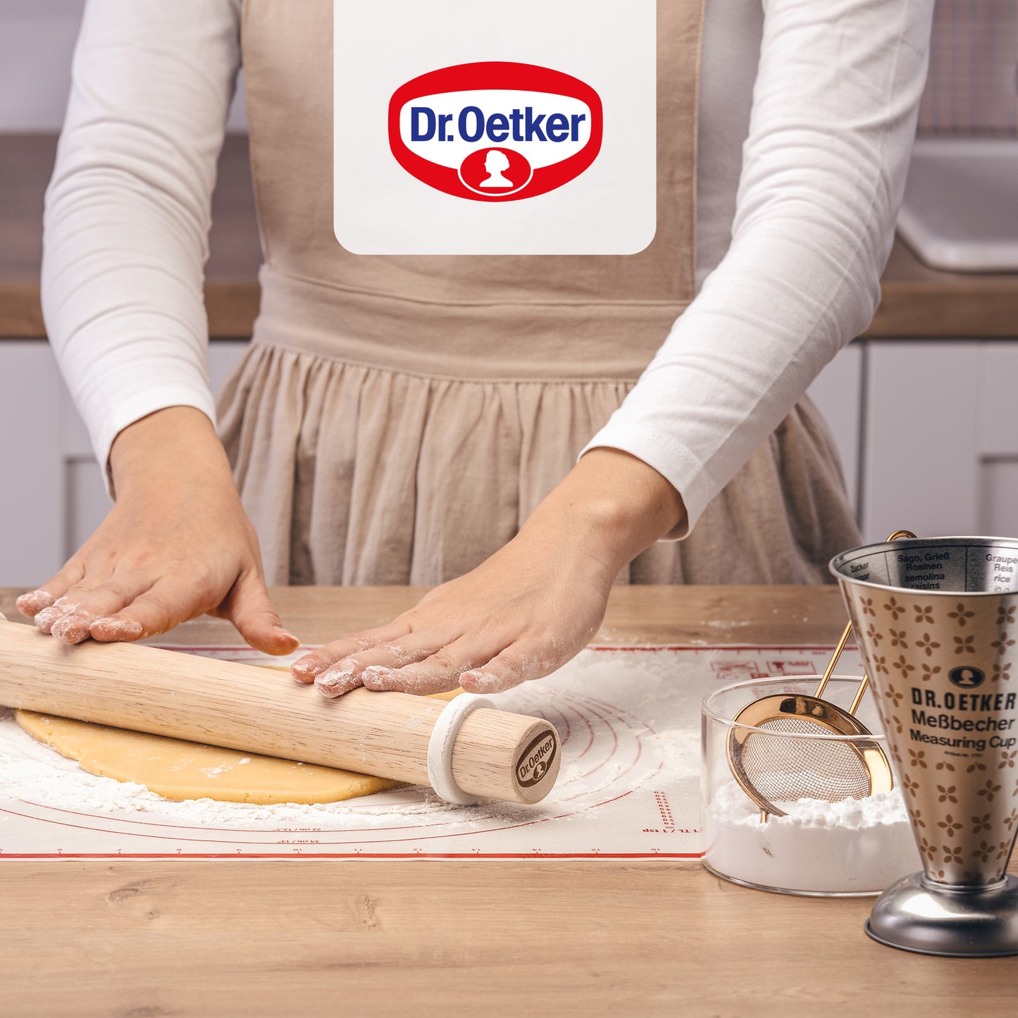 Mattarello in legno, con anelli distanziatori, Linea Vintage