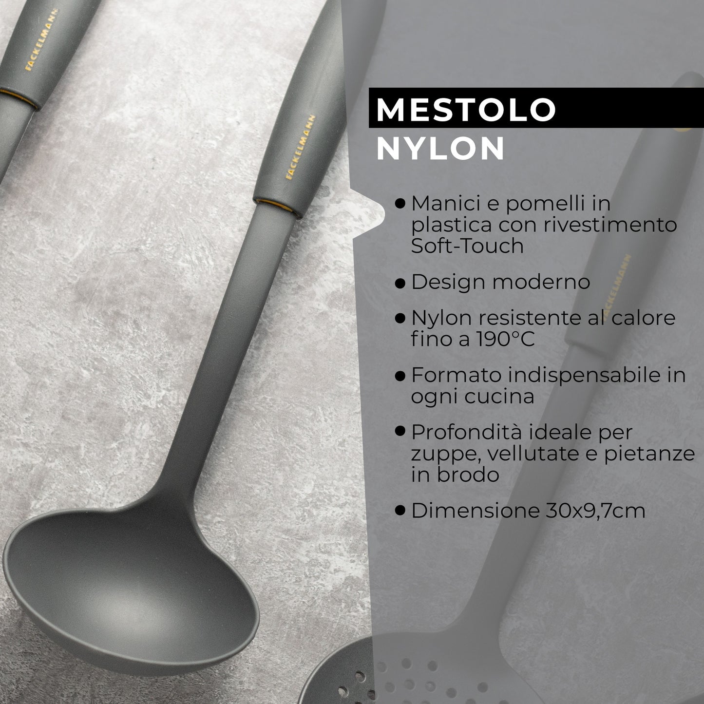 Mestolo da cucina in nylon, Linea Soft Collection, Fackelmann