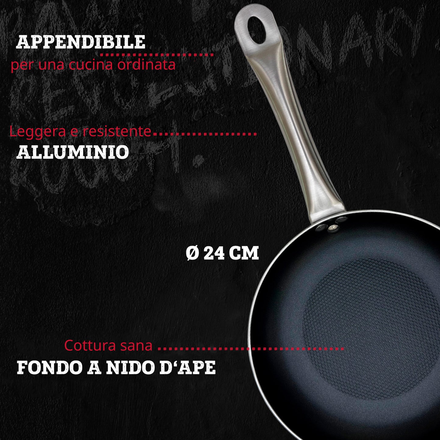 Padella da 24 cm, fondo a nido d'ape antiaderente