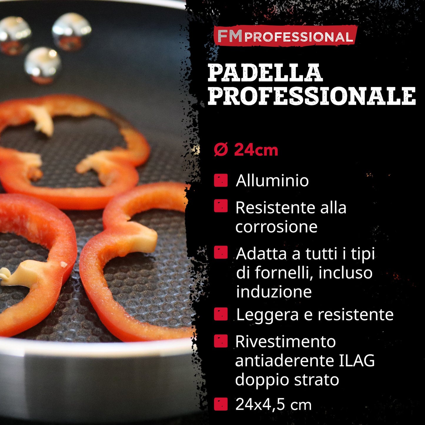 Padella da 24 cm, fondo a nido d'ape antiaderente