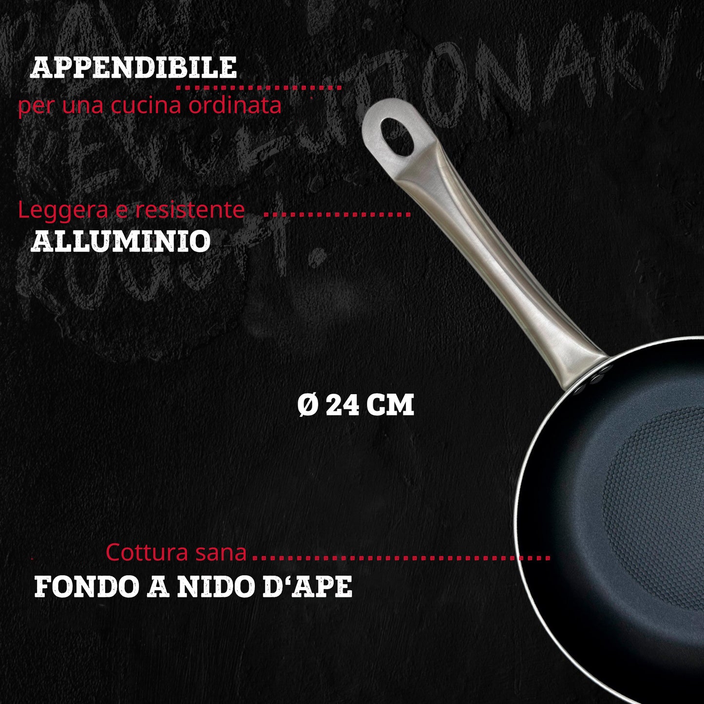 Padella alta da 24 cm, fondo a nido d'ape antiaderente