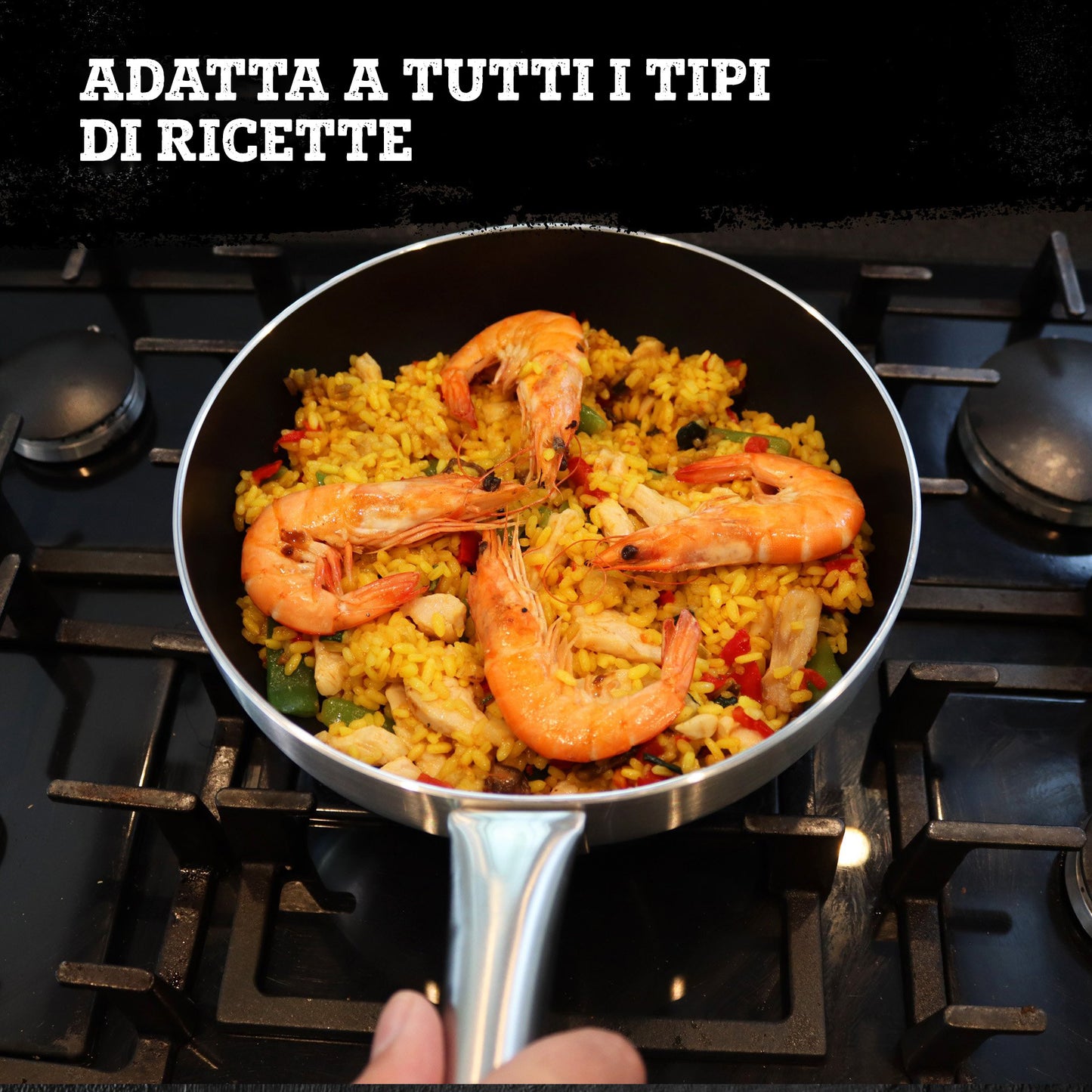 Padella alta da 24 cm, fondo a nido d'ape antiaderente