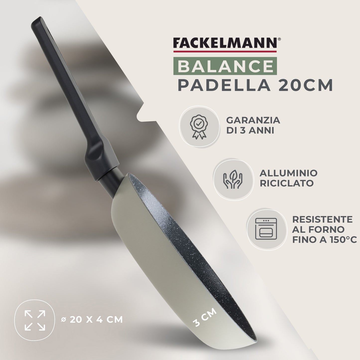 Padella Balance Ø 20 cm - Alluminio riciclato, rivestimento antiaderente in ceramica, senza PFAS - Adatta all'induzione