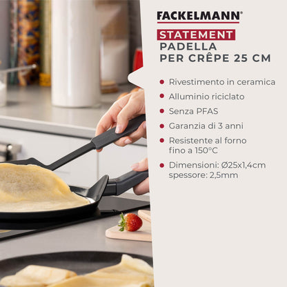 Padella per Crepe, in alluminio riciclato con rivestimento antiaderente, Linea Statement