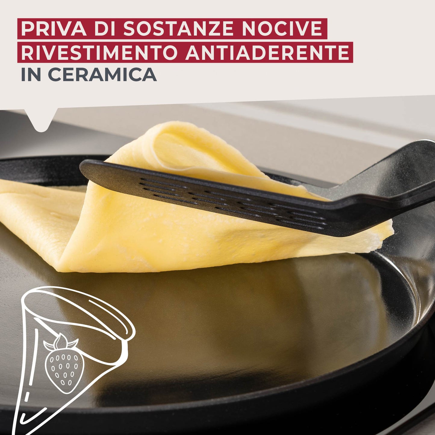 Padella per Crepe, in alluminio riciclato con rivestimento antiaderente, Linea Statement