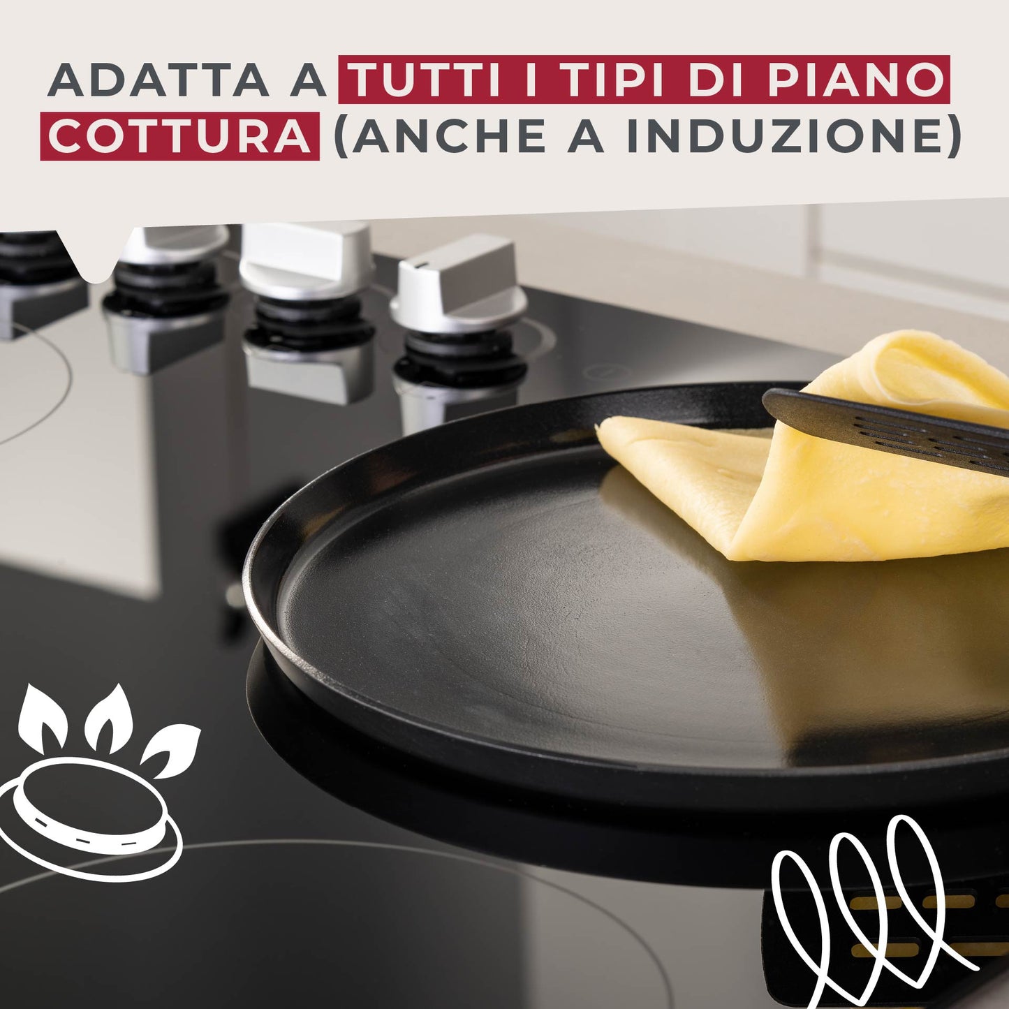 Padella per Crepe, in alluminio riciclato con rivestimento antiaderente, Linea Statement