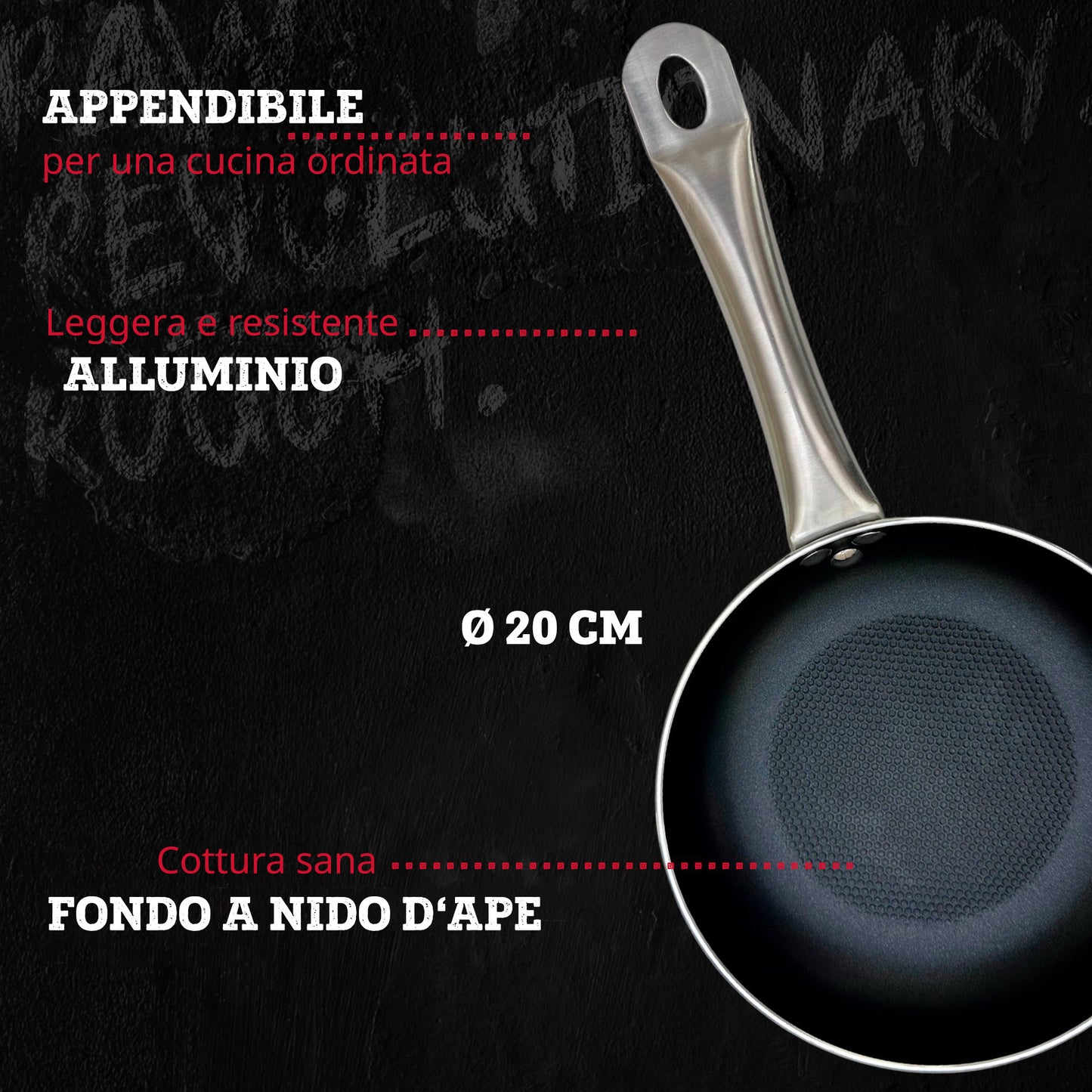 Padella alta da 20 cm, fondo a nido d'ape antiaderente