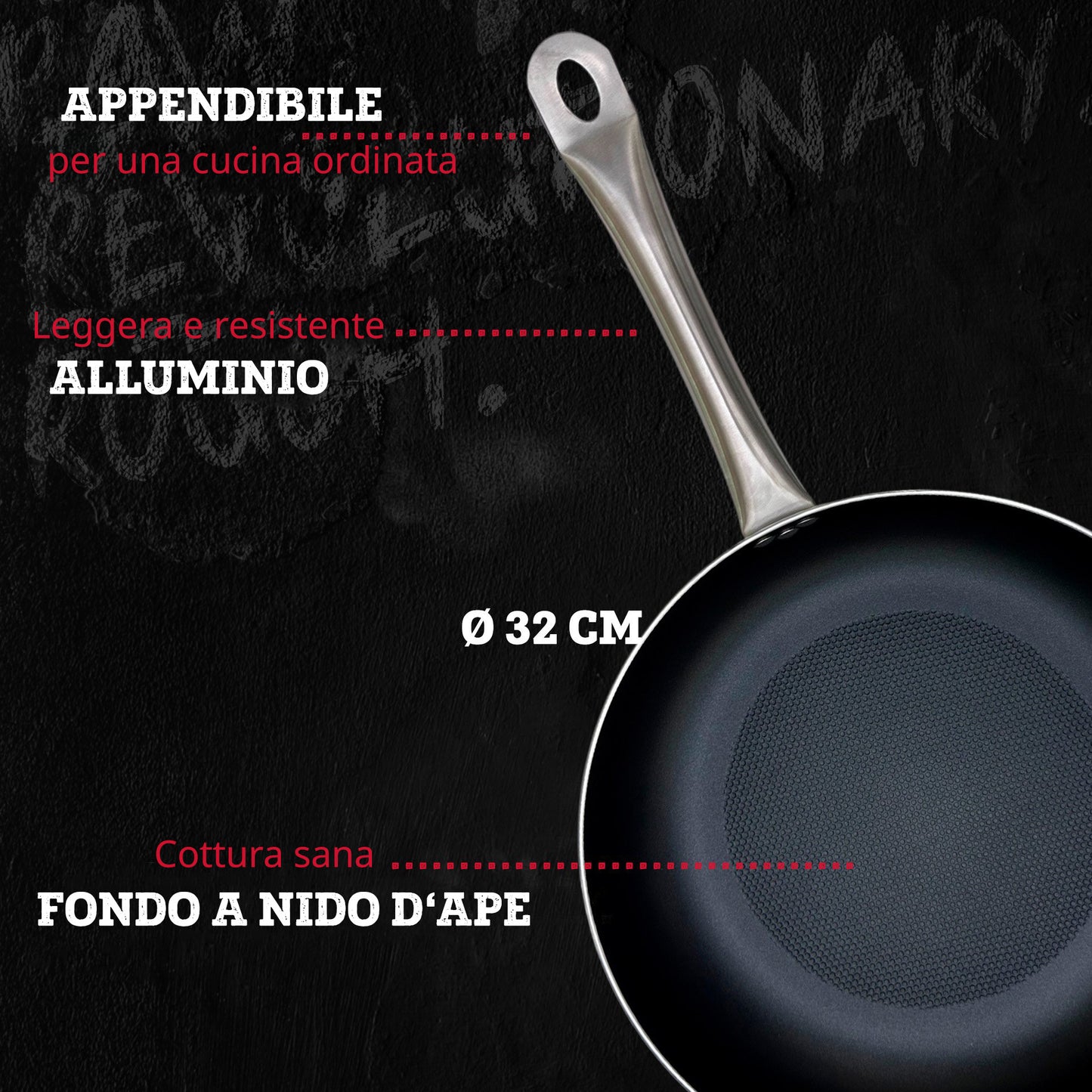 Padella alta da 32 cm, fondo a nido d'ape antiaderente