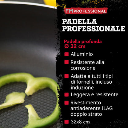 Padella alta da 32 cm, fondo a nido d'ape antiaderente