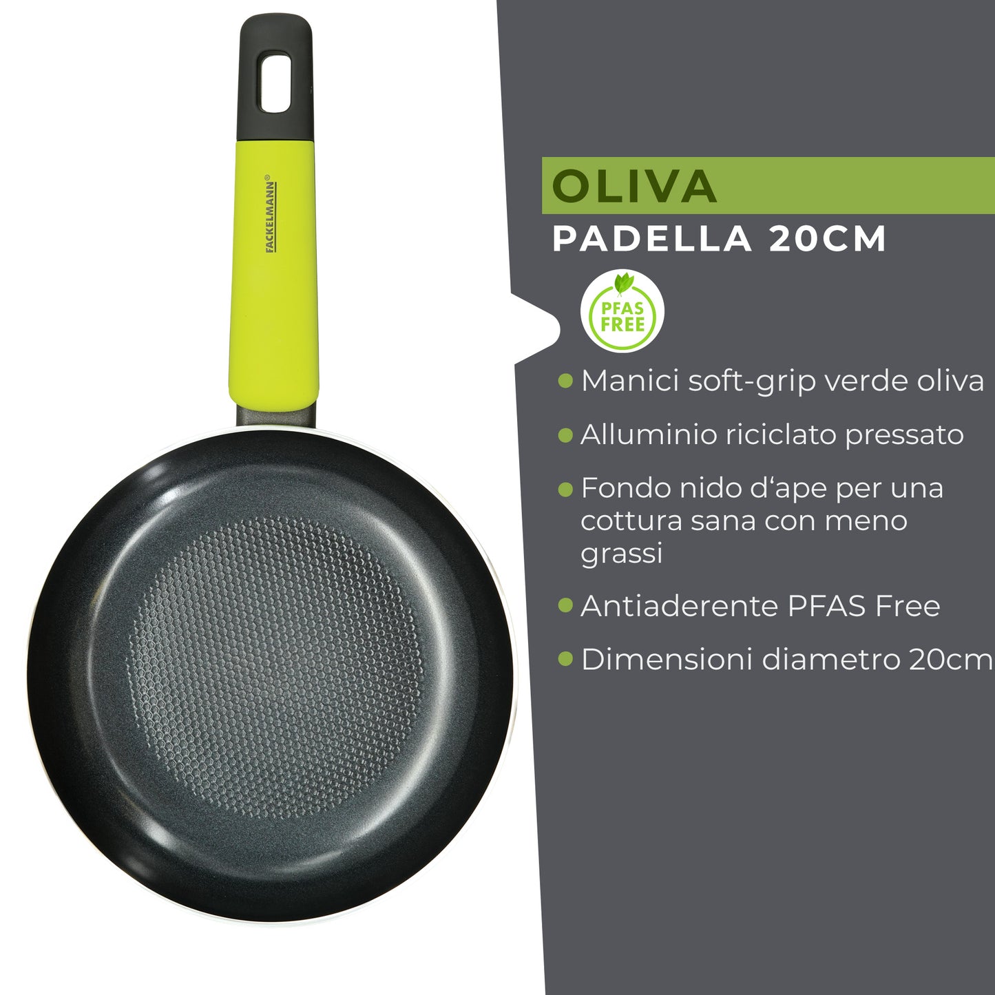 Padella in alluminio antiaderente, da 20 cm, Linea Oliva