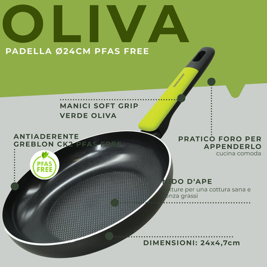 Padella in alluminio antiaderente, da 24, Linea Oliva