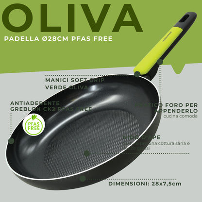 Padella in alluminio antiaderente, 28 cm, Linea Oliva