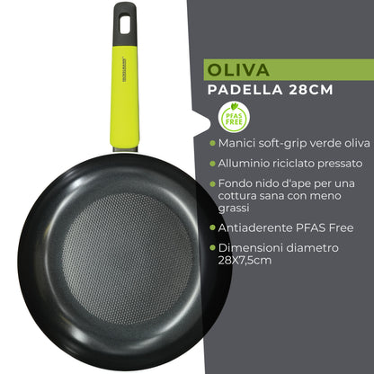 Padella in alluminio antiaderente, 28 cm, Linea Oliva