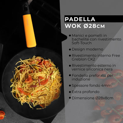 Padella Wok da 28 cm, Linea Soft Collection