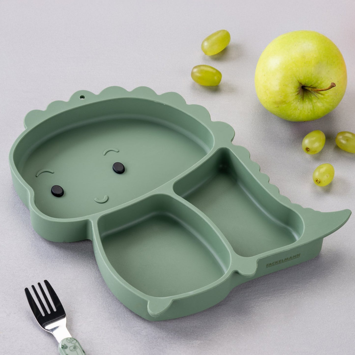 Piatto in silicone per bambini, con ventose, design dinosauro