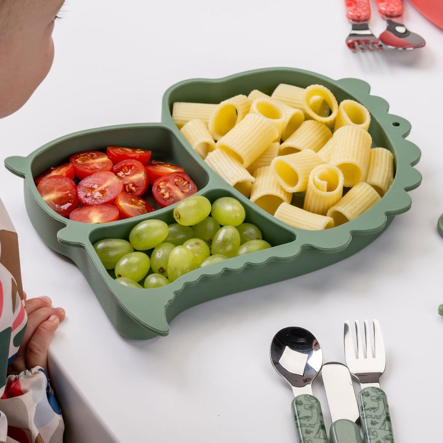 Piatto in silicone per bambini, con ventose, design dinosauro