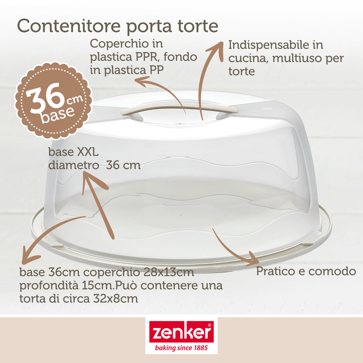 Porta Torta rotondo in plastica, diametro 34 cm