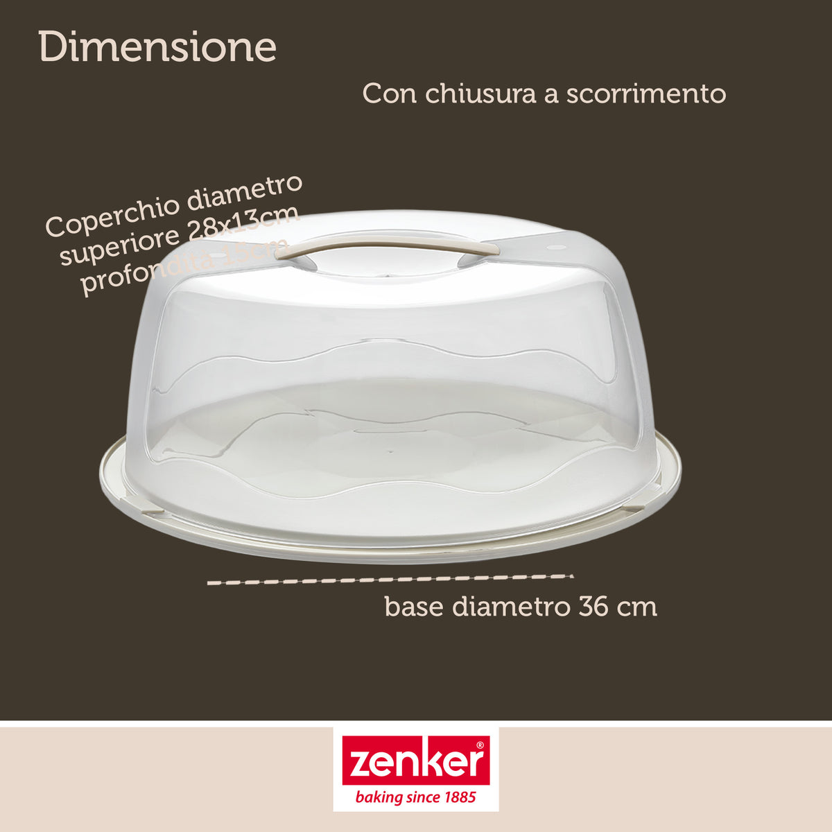 Porta Torta rotondo in plastica, diametro 34 cm