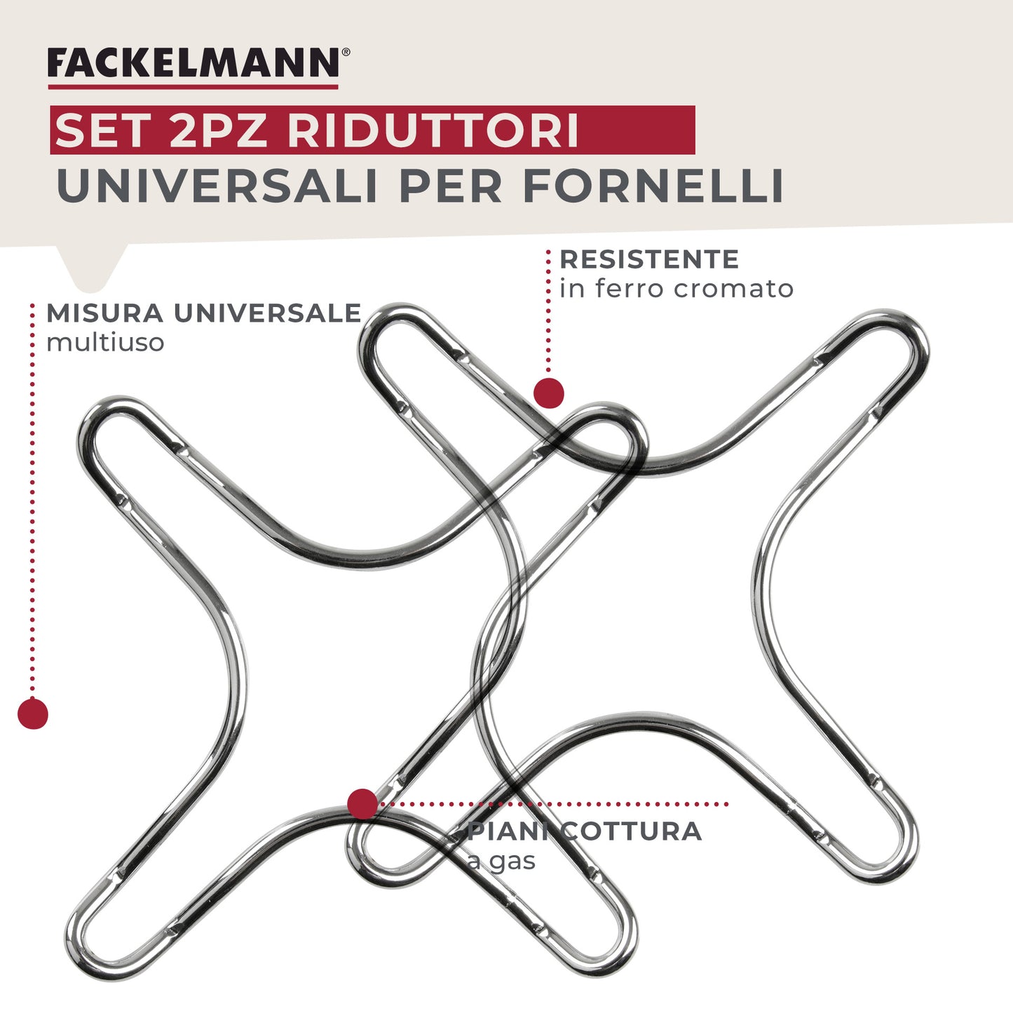 Riduttori universali per fornelli a gas, 2 pezzi