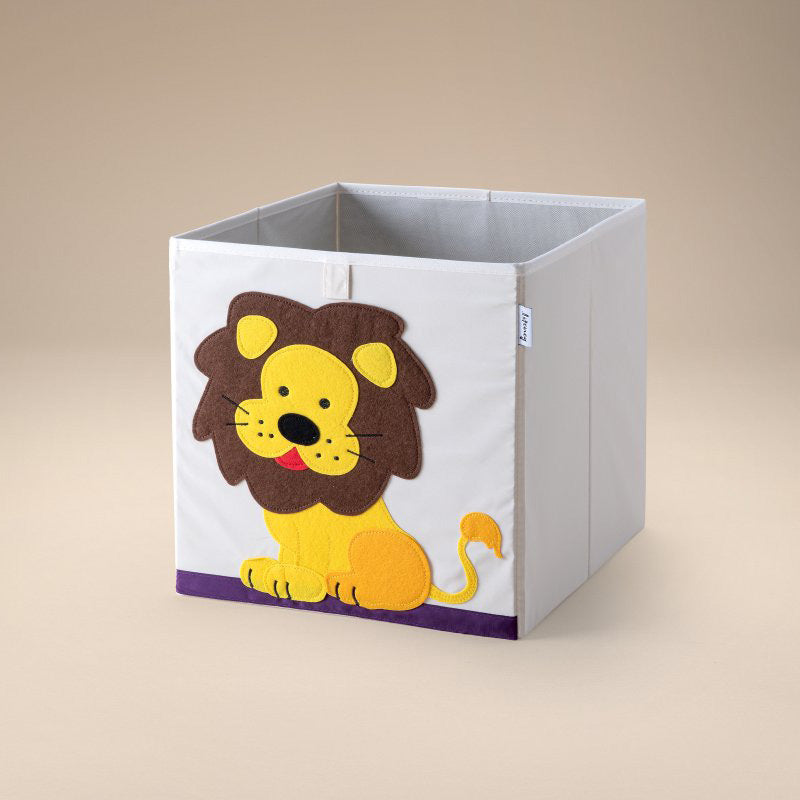 Scatola portaoggetti giocattoli, design Leone, 33x33x33 cm