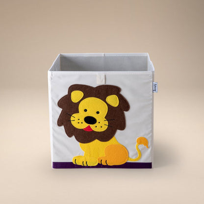 Scatola portaoggetti giocattoli, design Leone, 33x33x33 cm