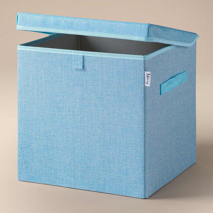 Scatola portaoggetti azzurra, con coperchio, 33x33x33 cm