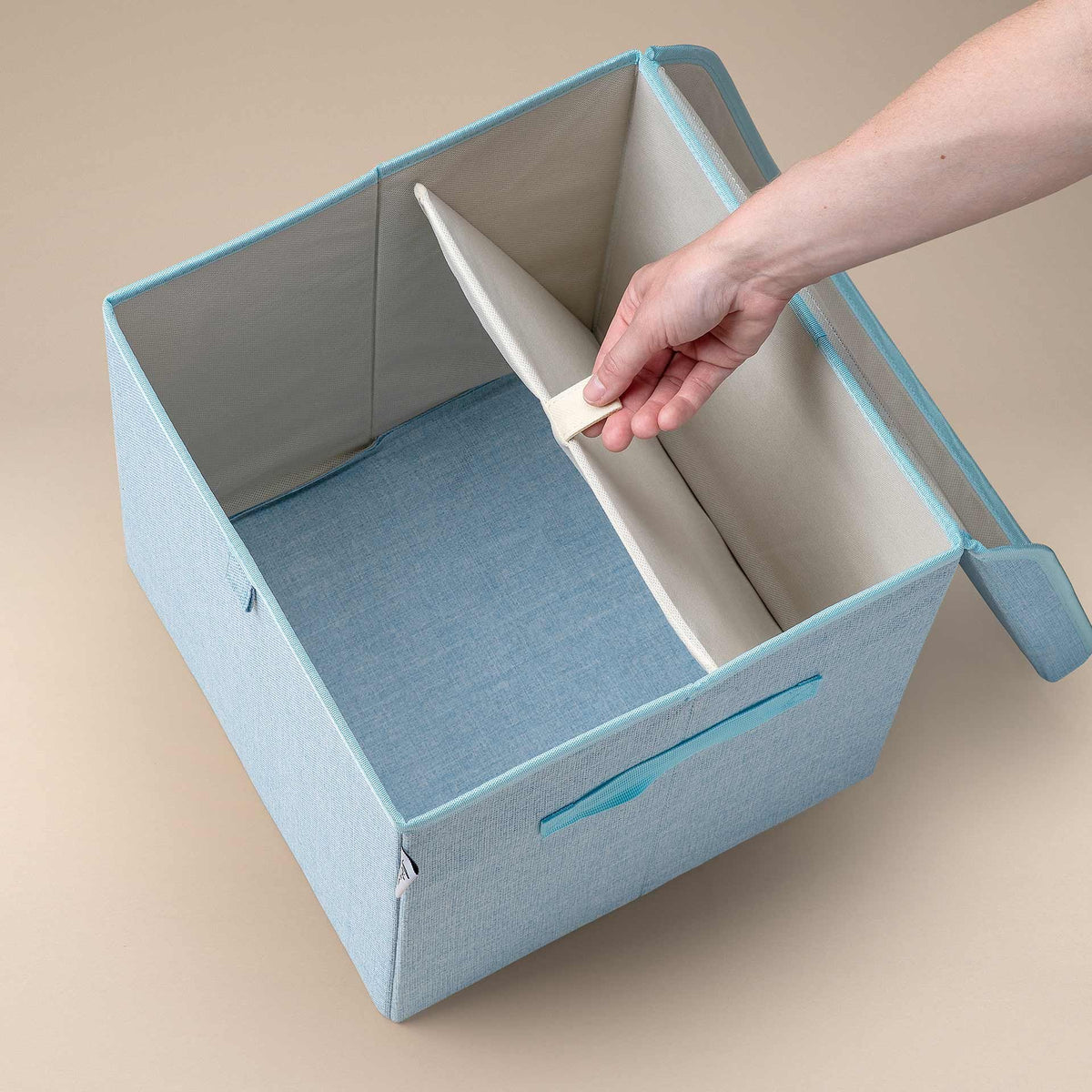 Scatola portaoggetti azzurra, con coperchio, 33x33x33 cm