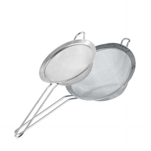 Fackelmann Set 2 Colini a rete fina, in acciaio inossidabile, colini da cucina 10 e 15 cm, per lavare e colare riso, cereali, quinoa, setaccio per farina, zucchero, spezie, lavabili in lavastoviglie
