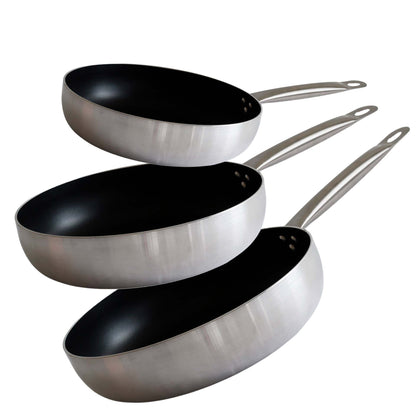 Set padelle alte in alluminio, 24, 30 e 32 cm, fondo a nido d'ape, FmProfessional