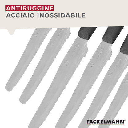 Set 6 coltelli lama seghettata con punta arrotondata